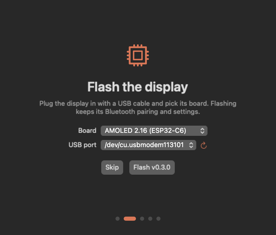 Welcome guide step that flashes the display